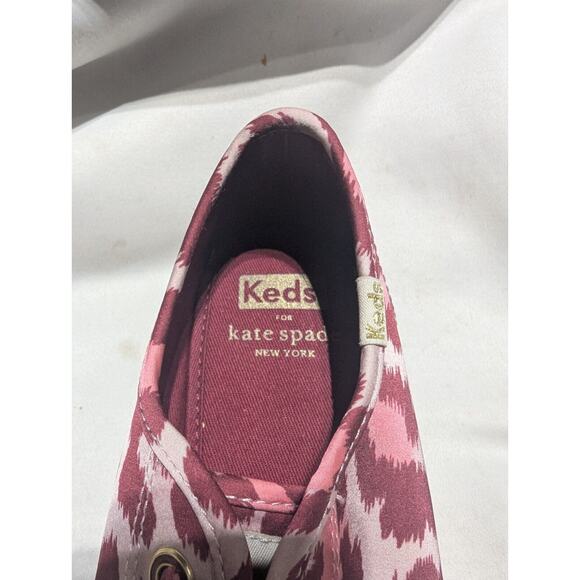 Keds X Kate Spade Womens Kickstart Leopard Pink Lace up Sneaker 7 Velour Laces - Picture 3 of 6